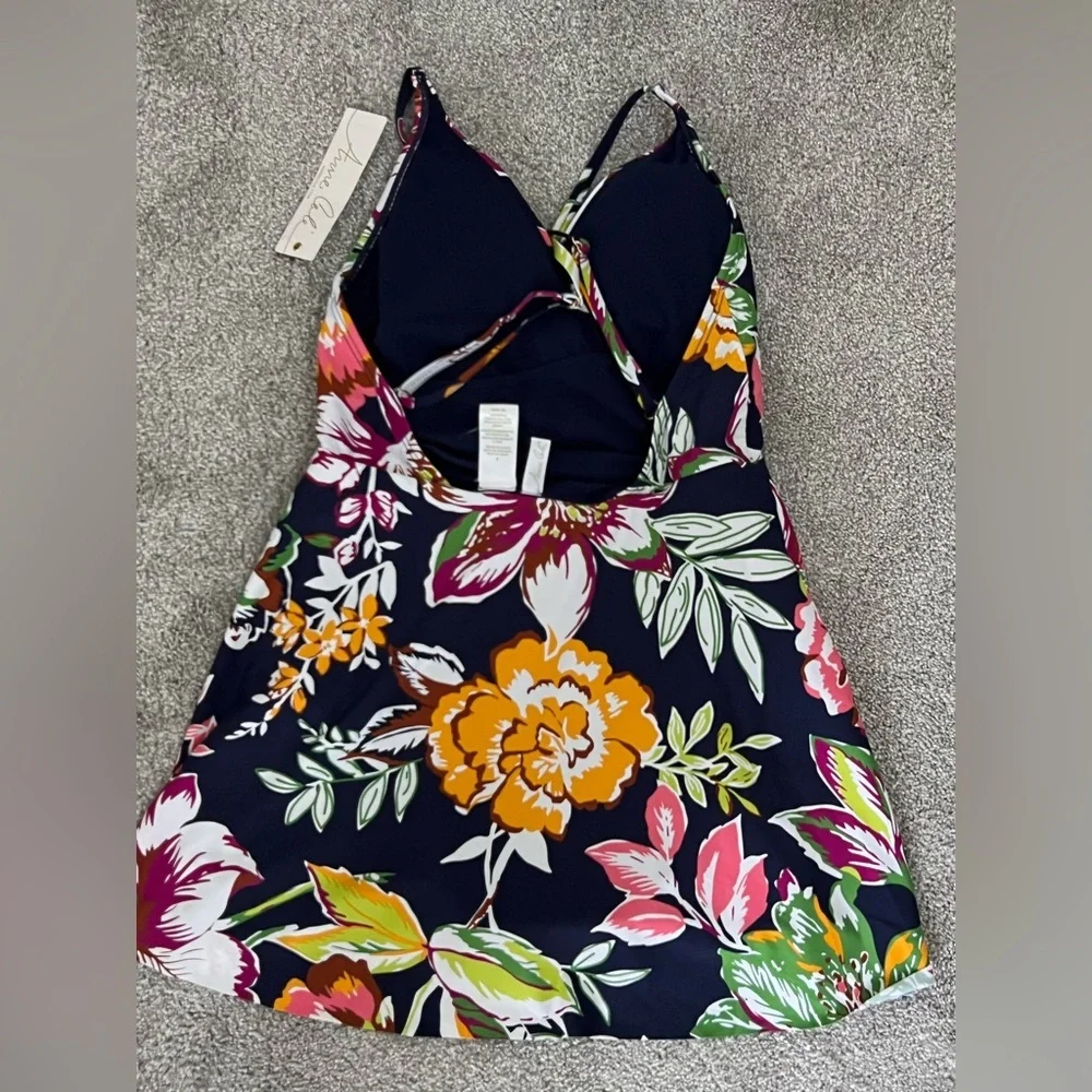 NWT Anne Cole Printed Surplice Front Swimsuit One Piece Dress T23MD610 - 8 - Picture 4 of 9